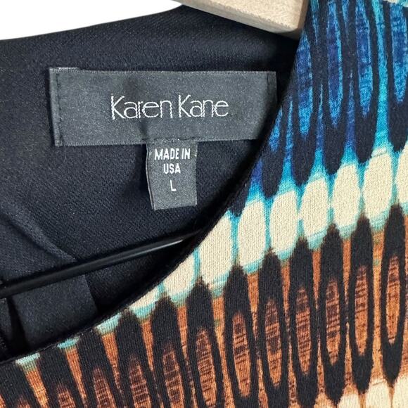 KAREN KANE Multi Pattern 3/4 Sleeve Stretchy Dress SZ LG - Picture 3 of 8